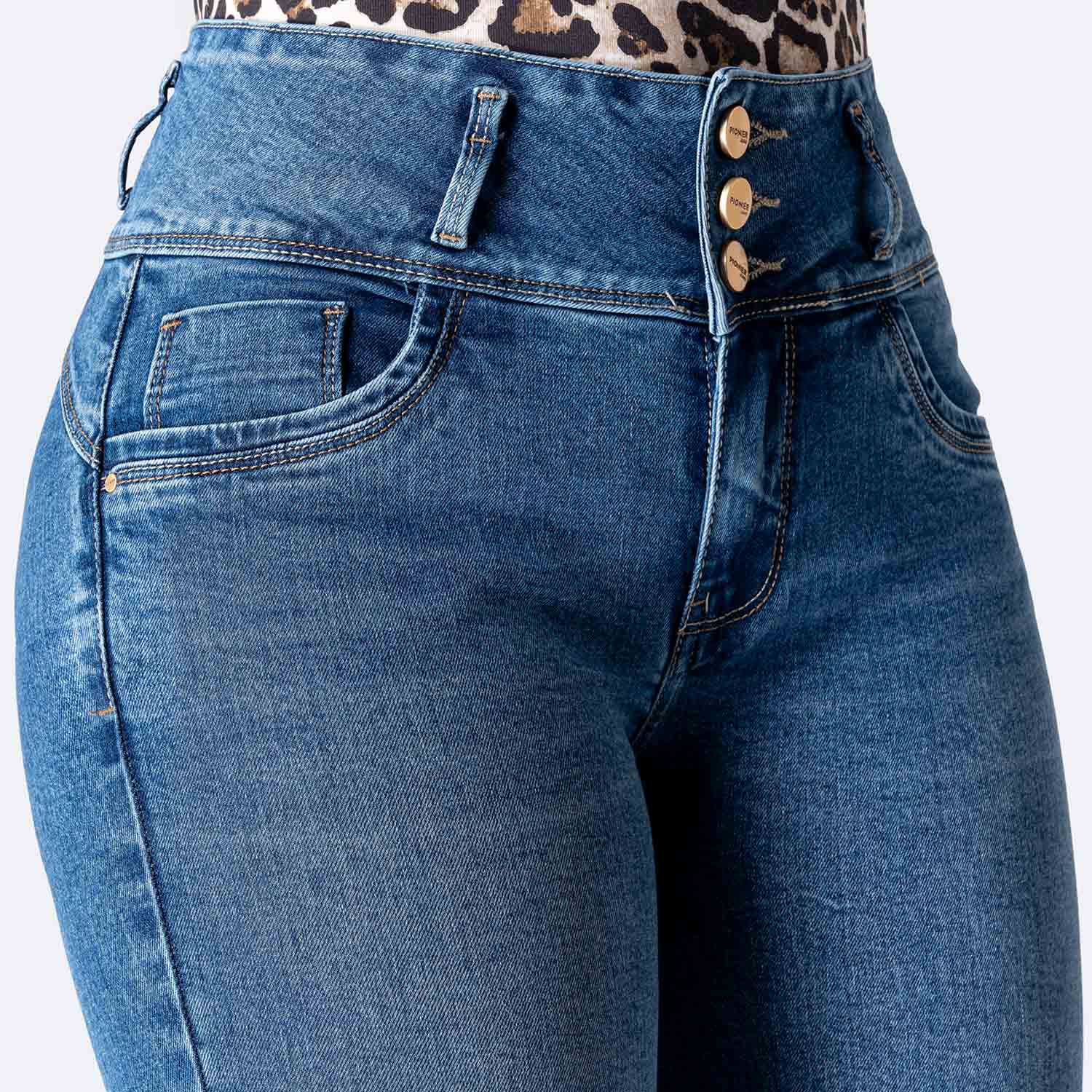 PANTALÓN JEAN DENIM STRETCH MUJER PIONIER YAMILNA - 4