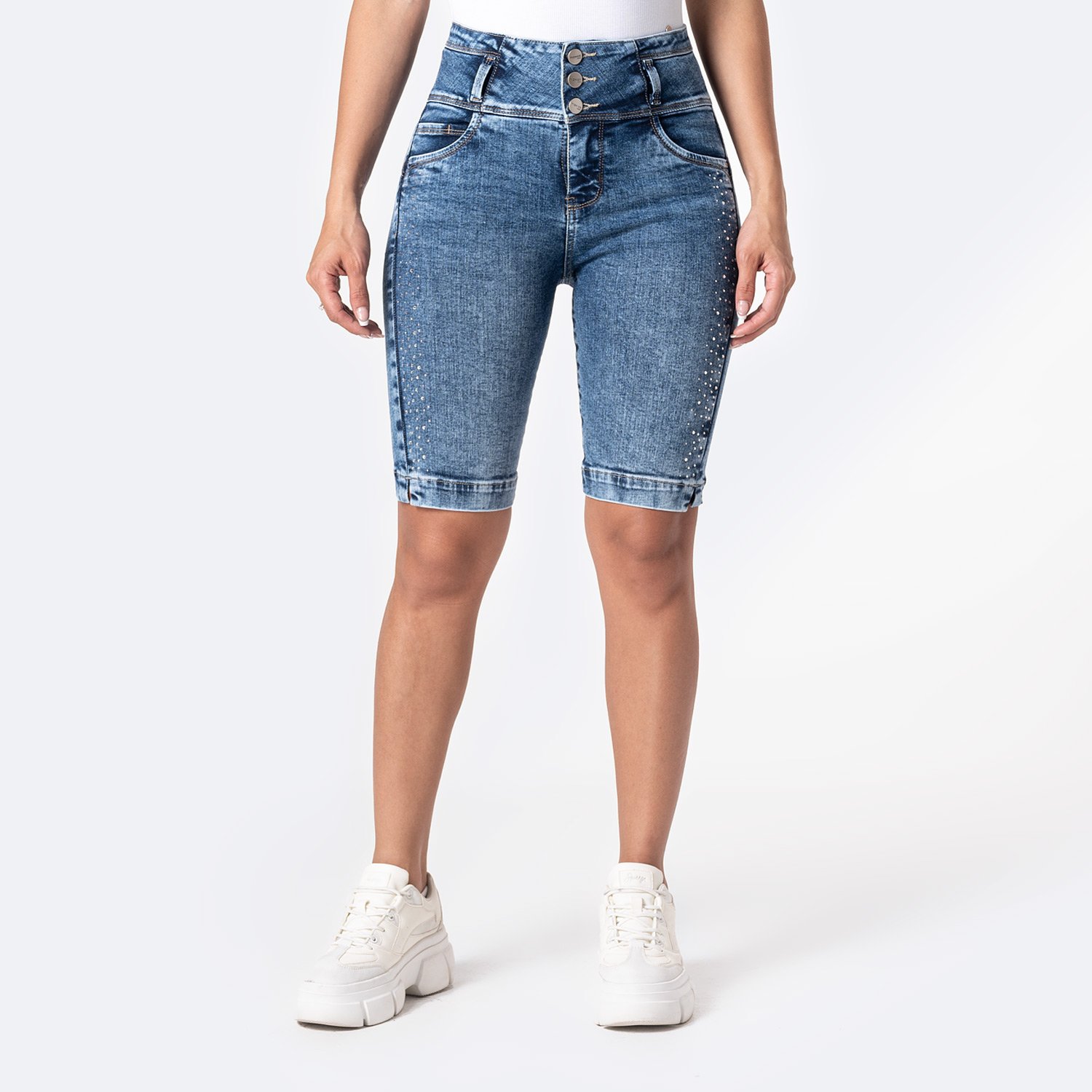 SHORT SNICKER DENIM STRETCH MUJER PIONIER MARLITA - 1