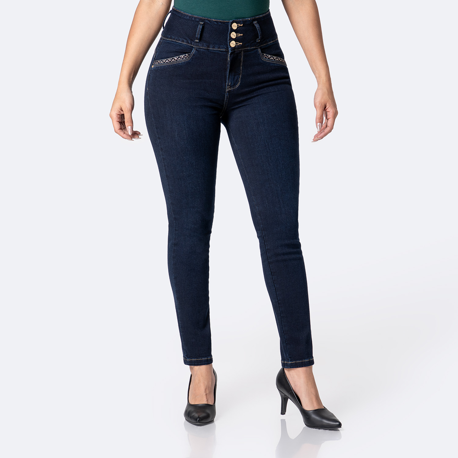 PANTALÓN JEAN SEMIPITILLO DENIM STRETCH MUJER PIONIER YUNARA - 1