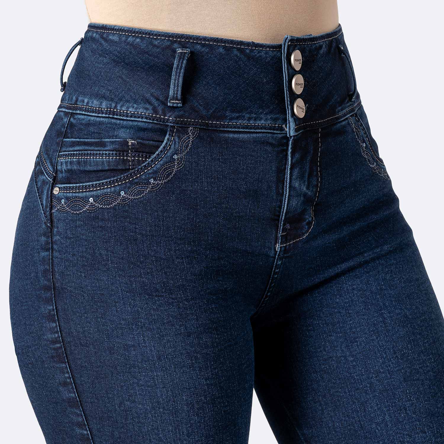 PANTALÓN JEAN PITILLO DENIM STRETCH MUJER PIONIER KORAH - 3