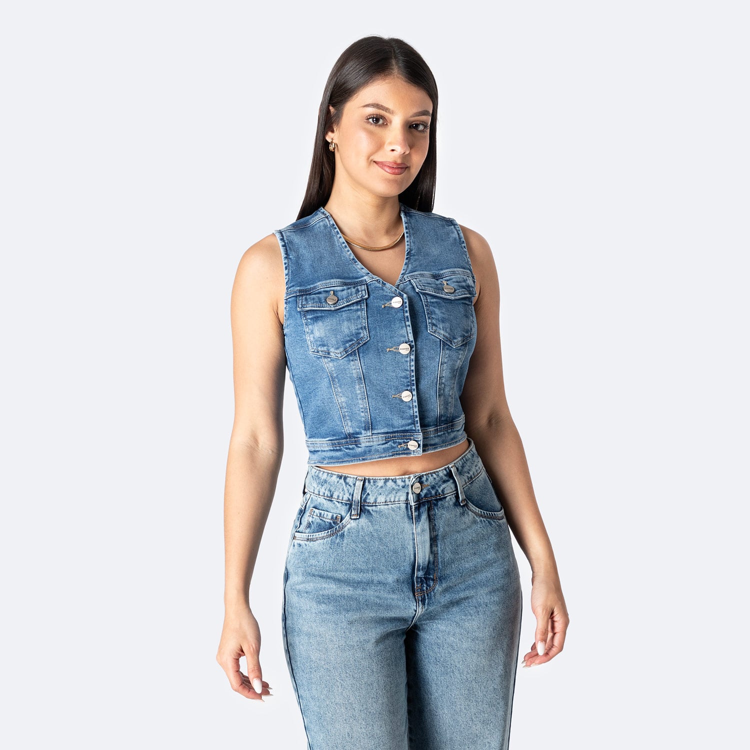 CHALECO DENIM STRETCH MUJER PIONIER BALEZA - 1