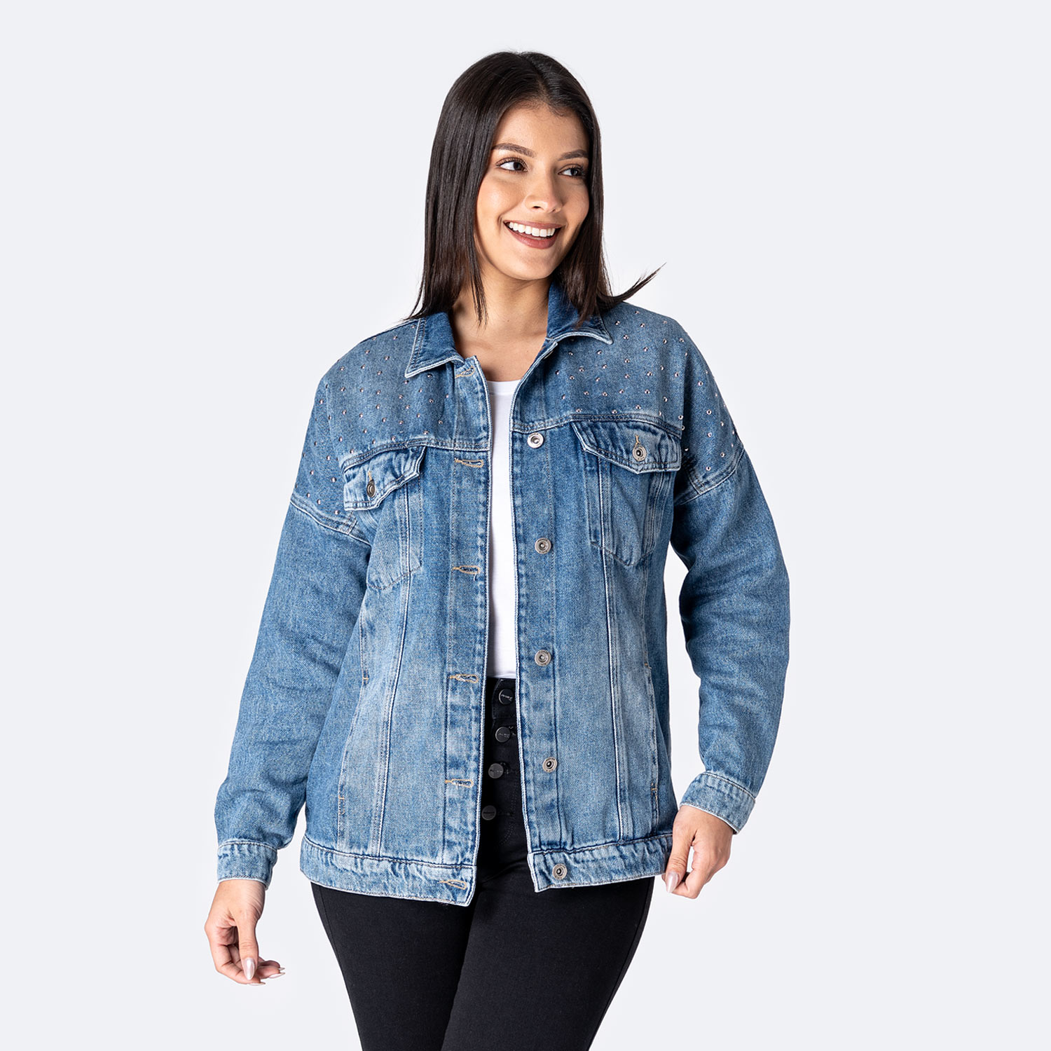 CASACA DENIM MUJER PIONIER NURBA BRI - 1