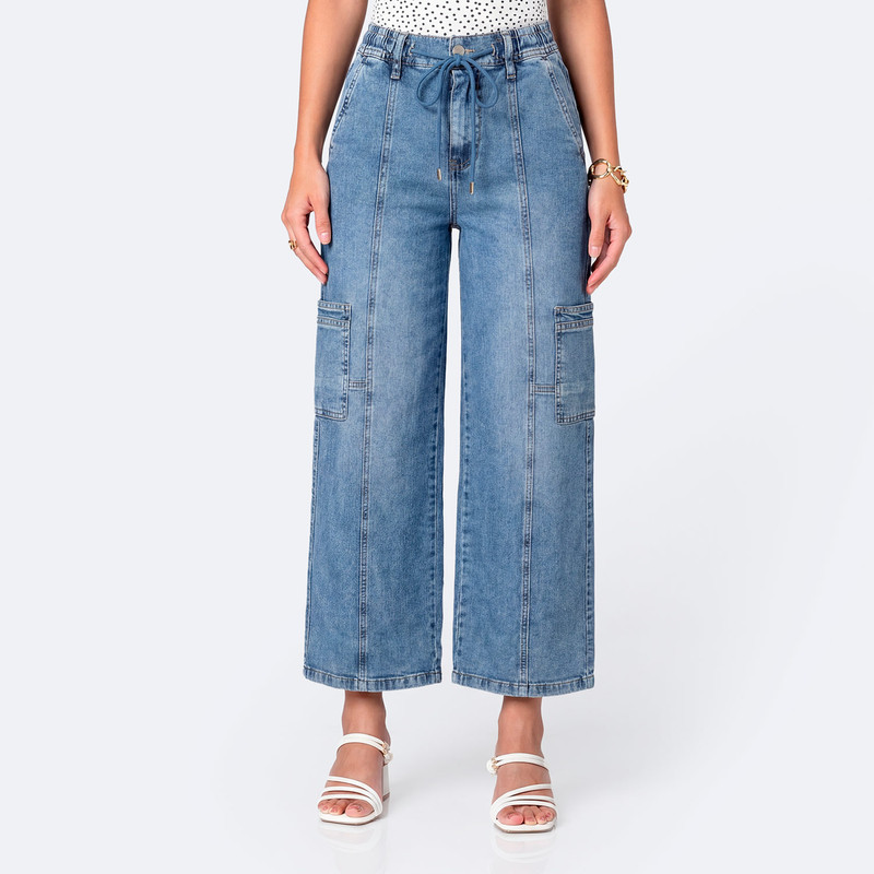 PANTALON CARGO ADALINA DENIM STRETCH MUJER - 1
