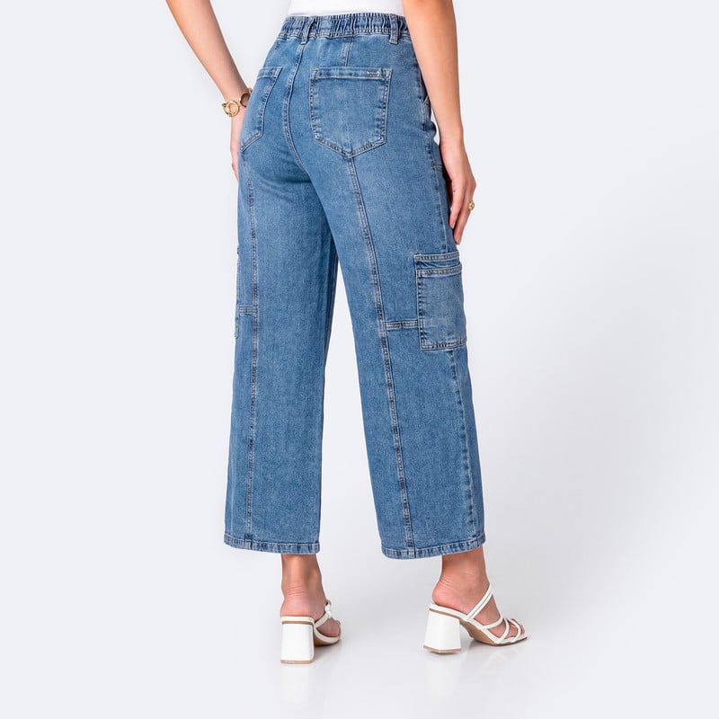 PANTALON CARGO ADALINA DENIM STRETCH MUJER - 3