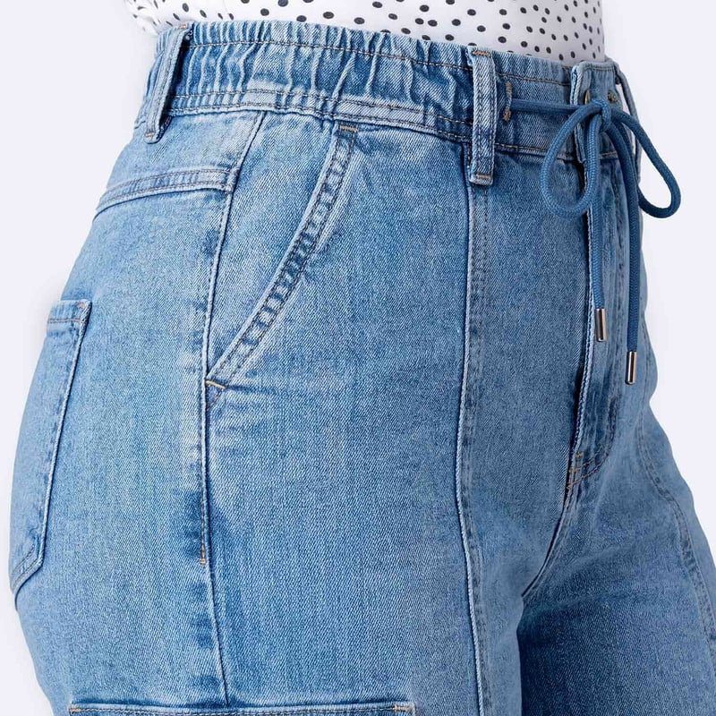 PANTALON CARGO ADALINA DENIM STRETCH MUJER - 4