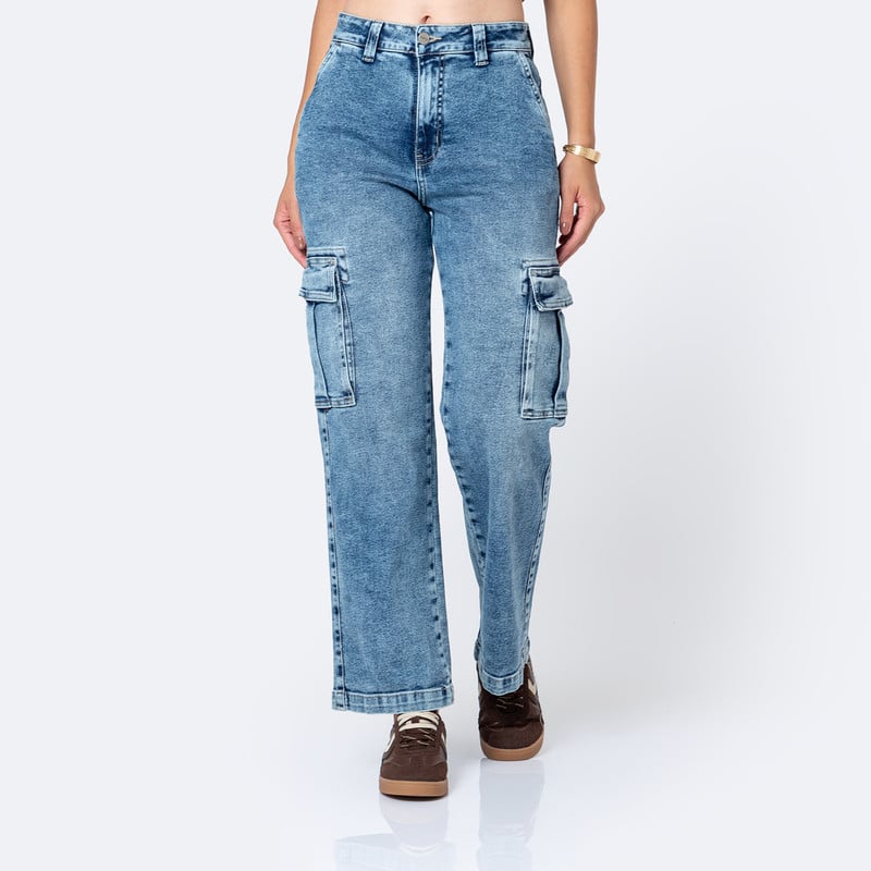PANTALON CARGO RHIANNA DENIM STRETCH MUJER - 1