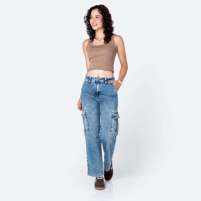 PANTALON CARGO RHIANNA DENIM STRETCH MUJER - 2