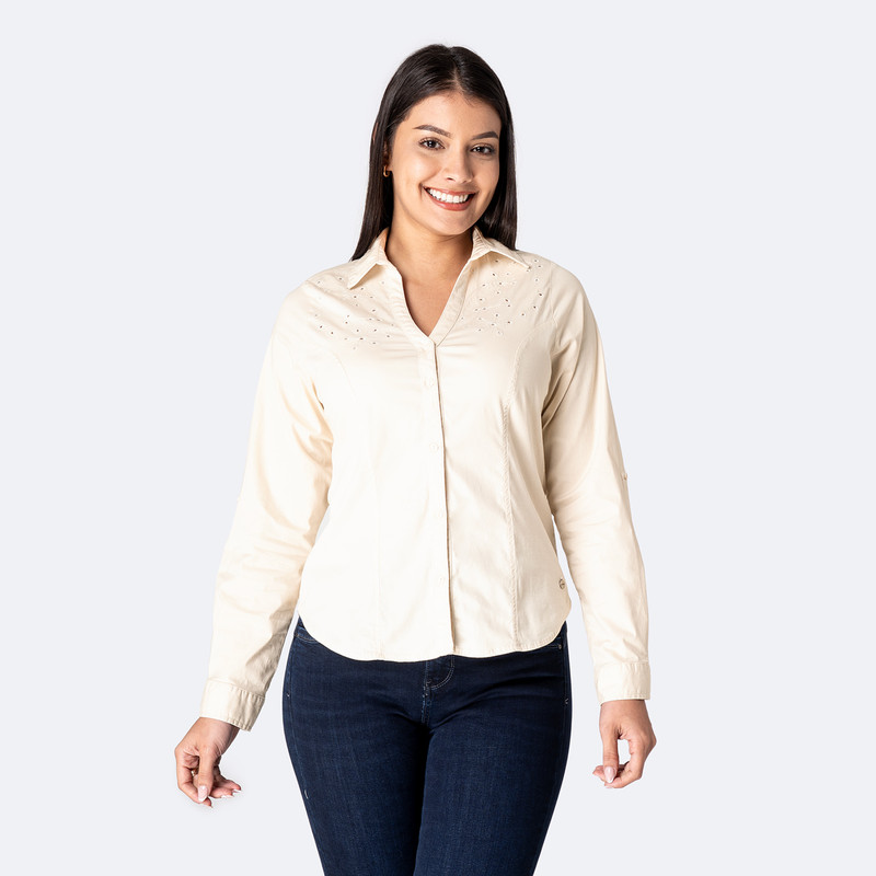 BLUSAS MODA ALBAA POPELINA STRETCH MUJER - 1