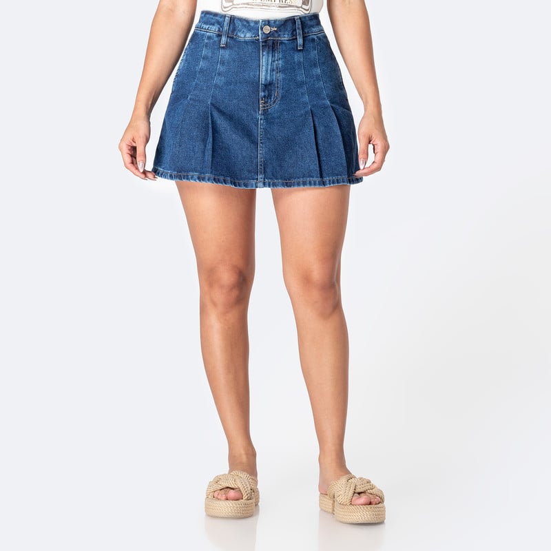 FALDAS MINI SHOR GREISIH DENIM MUJER - 1