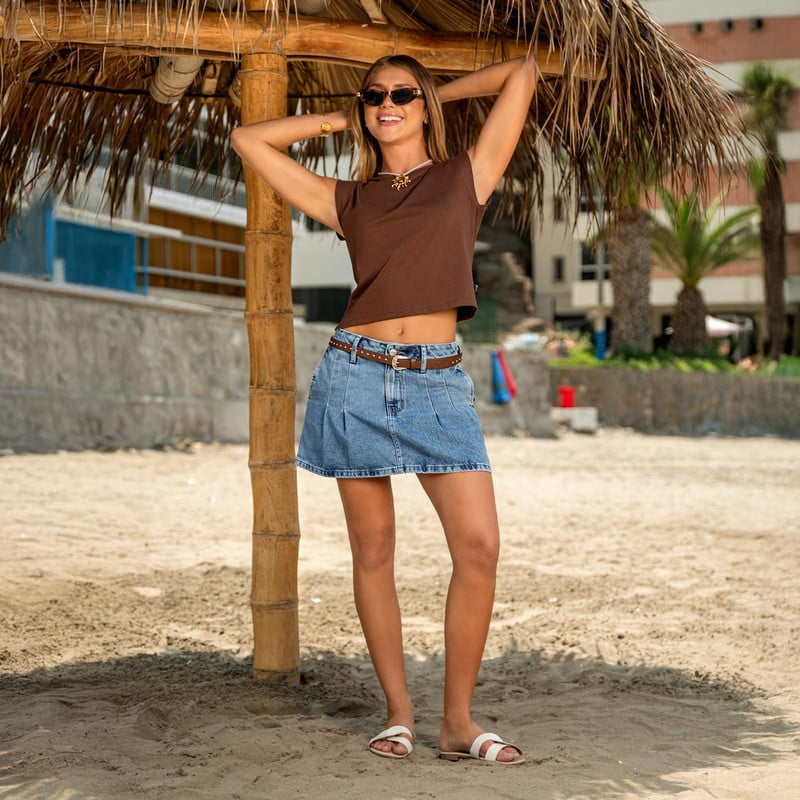 FALDAS MINI SHOR GREISIH DENIM MUJER - 2