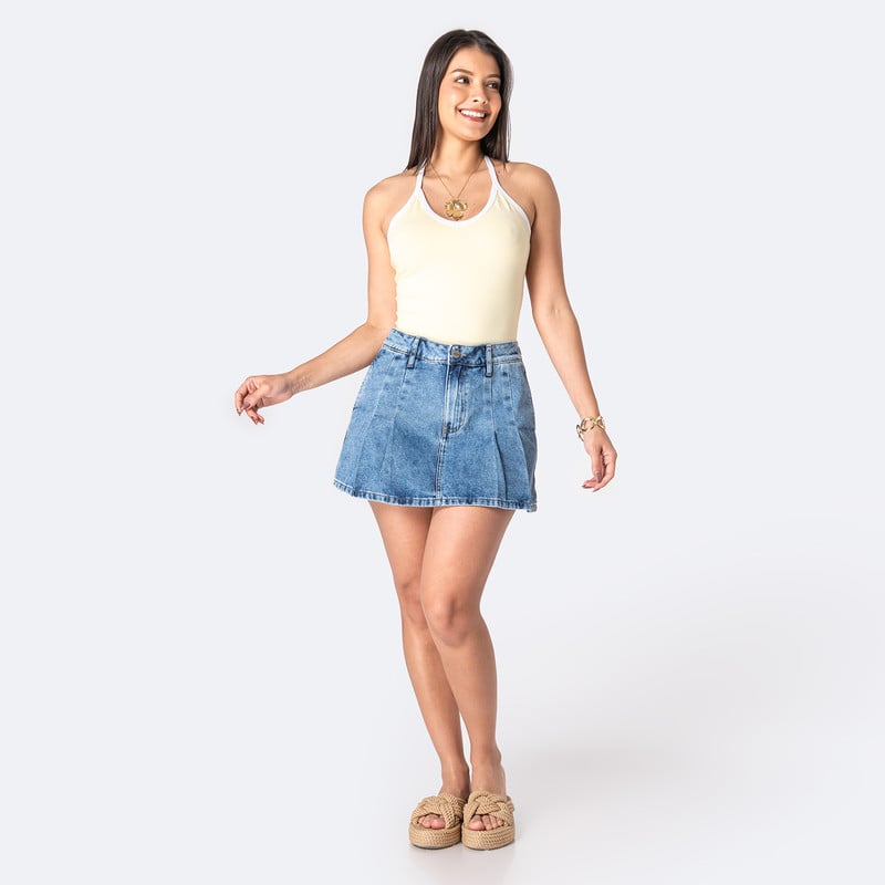 FALDAS MINI SHOR GREISIH DENIM MUJER - 3