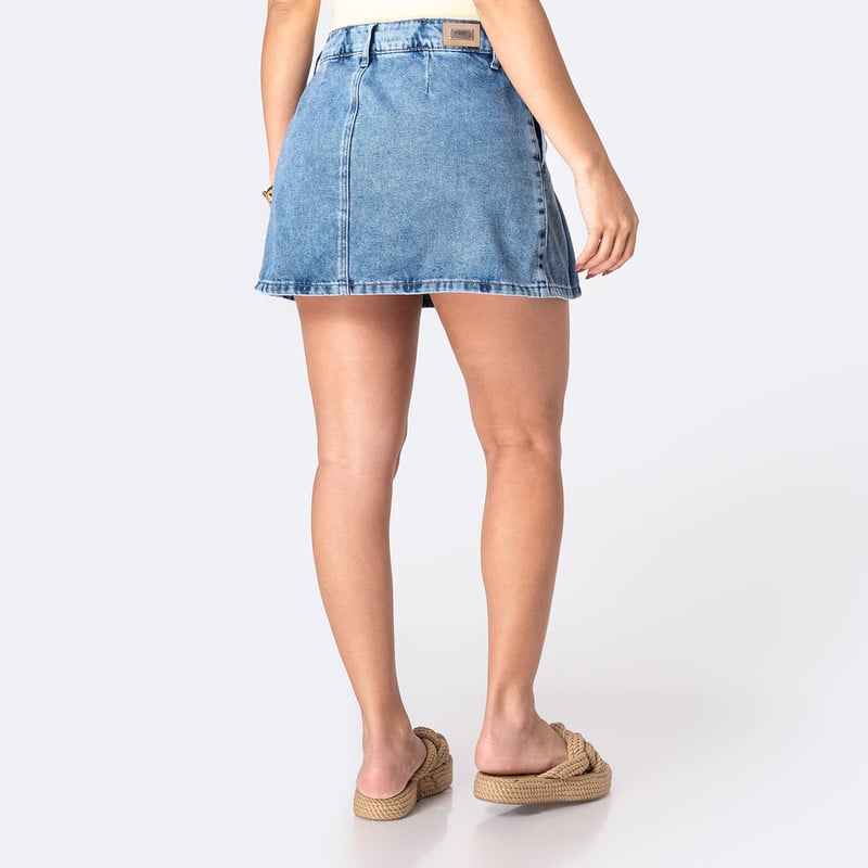 FALDAS MINI SHOR GREISIH DENIM MUJER - 4