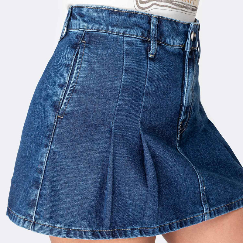 FALDAS MINI SHOR GREISIH DENIM MUJER - 4