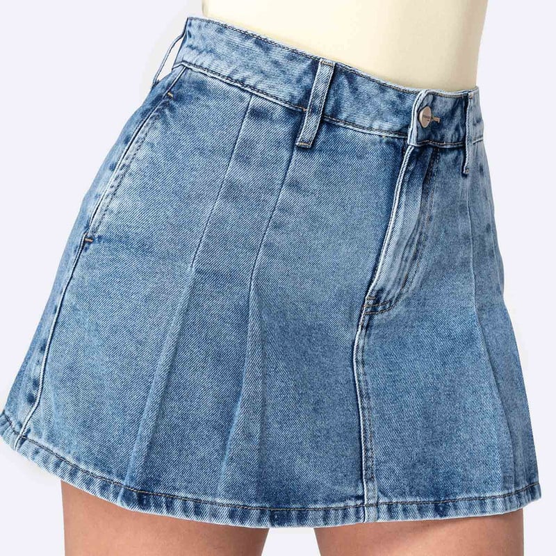 FALDAS MINI SHOR GREISIH DENIM MUJER - 5
