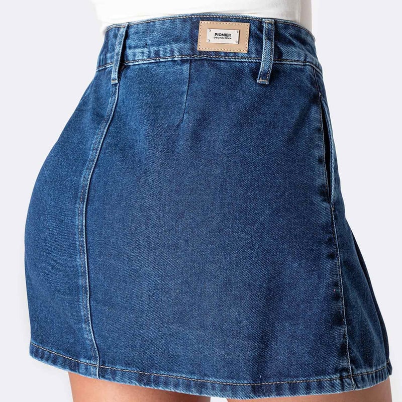 FALDAS MINI SHOR GREISIH DENIM MUJER - 5