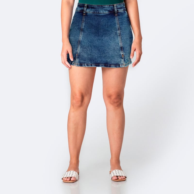 FALDAS MINI SHOR TAMIRA DENIM STRETCH MUJER - 1