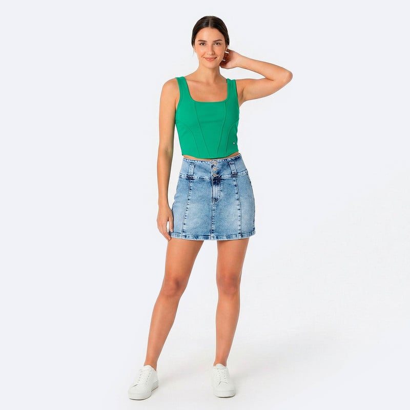FALDAS MINI SHOR TIRSI DENIM STRETCH MUJER - 2