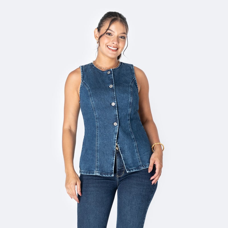 CHALECO VERDANI DENIM MUJER - 1