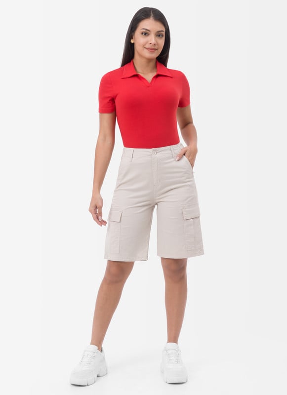 CROPPED JORTS KIRIM DRILL STRETCH MUJER - 1