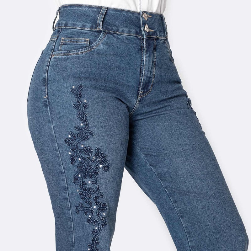 PANTALON DENIM STRETCH MUJER LINHAA - 4