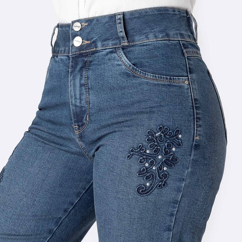 PANTALON DENIM STRETCH MUJER LINHAA - 5