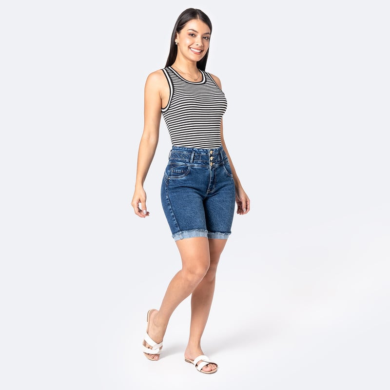 CROPPED DENIM STRETCH MUJER YENNIFER - 2