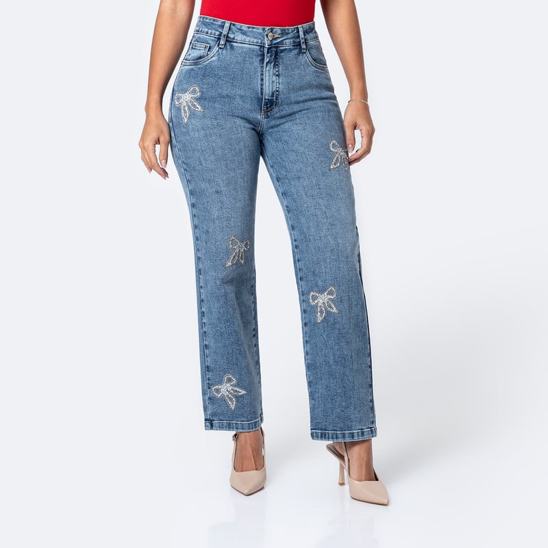 PANTALON DENIM STRETCH MUJER ZIANA-BOW - 1