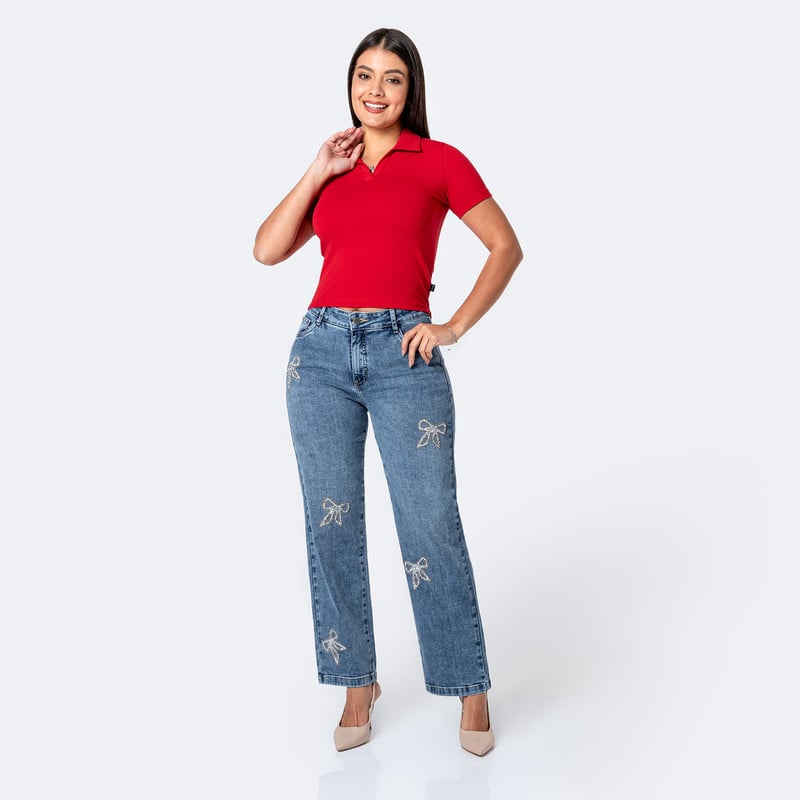 PANTALON DENIM STRETCH MUJER ZIANA-BOW - 2