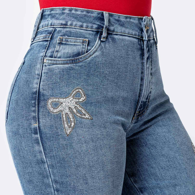 PANTALON DENIM STRETCH MUJER ZIANA-BOW - 4