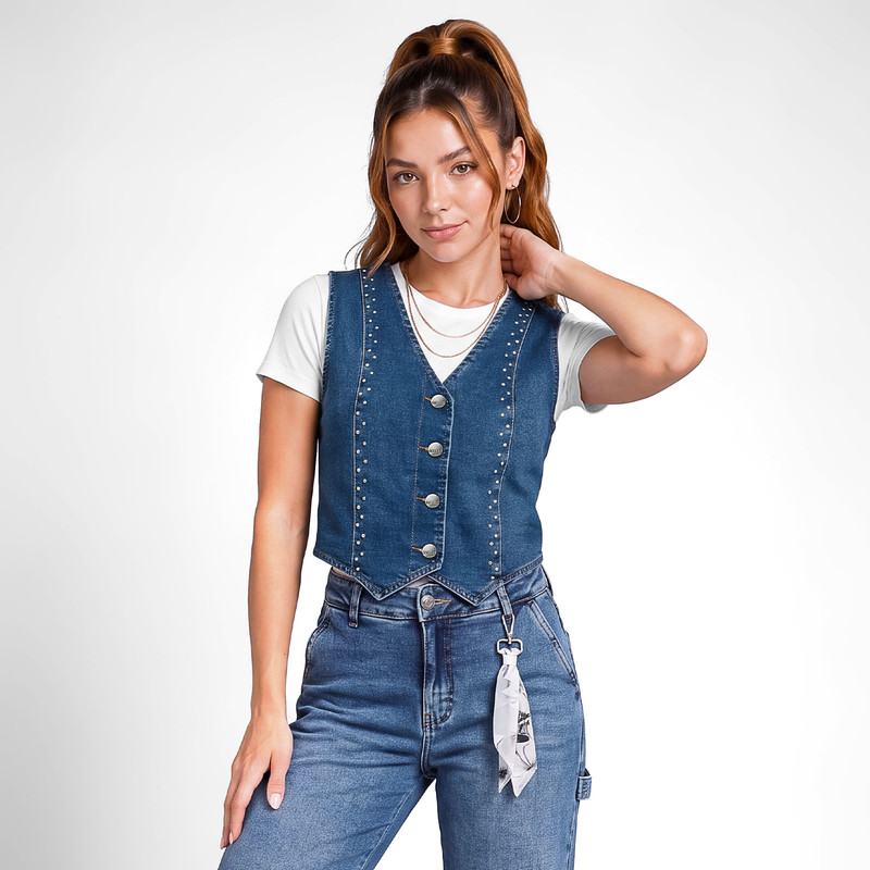 CHALECO DENIM STRETCH MUJER AMIREY - 1