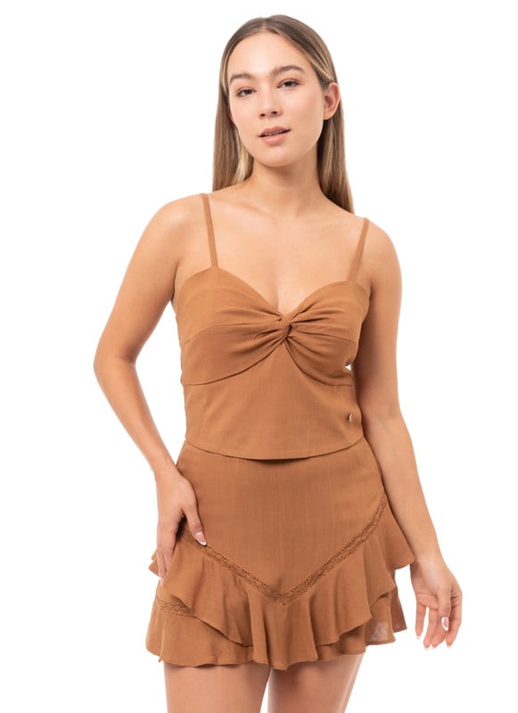 BLUSA LINO MUJER SQUEEZE MARRÓN RENNATA 1 MODA - 1