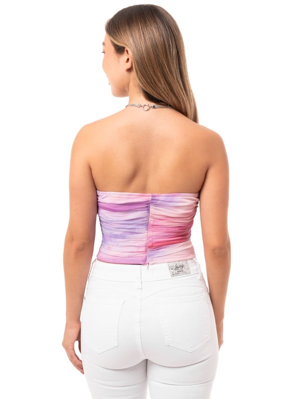 TOP MUJER SQUEEZE ROSADO RUMMI STRAPLESS TULL - 3