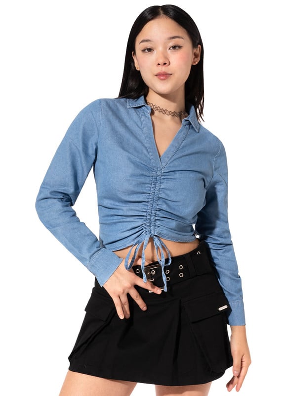 BLUSA DENIM MUJER SQUEEZE AZUL ERICCA MODA - 1