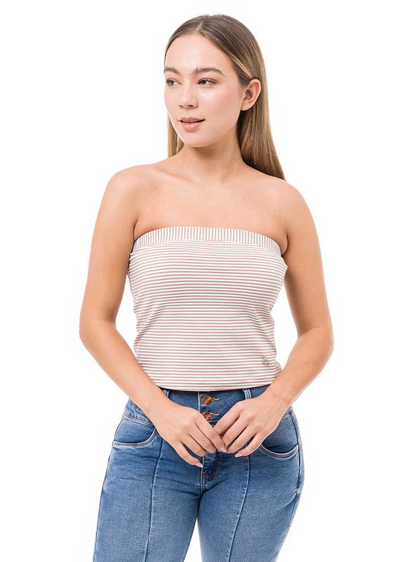 POLO MUJER SQUEEZE BEIGE TIANAY STRAPLESS JERSEY FULL LYCRA - 1