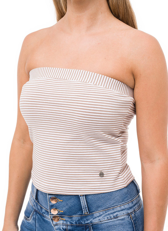 POLO MUJER SQUEEZE BEIGE TIANAY STRAPLESS JERSEY FULL LYCRA - 4