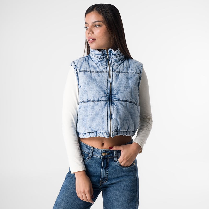 CHALECO LINGEL DENIM MUJER - 1