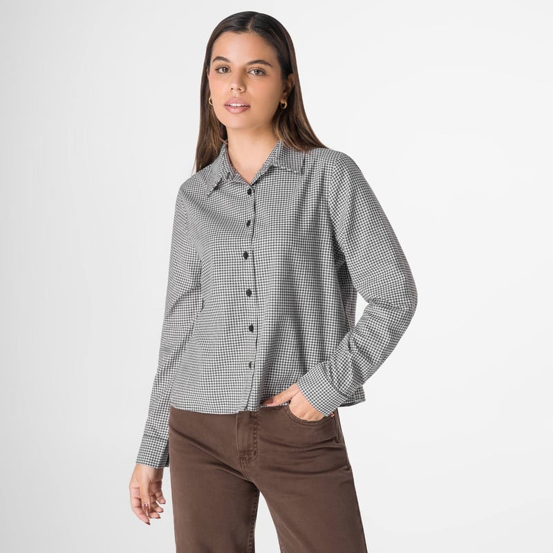 BLUSA MODA AVELLINA CUADROS MUJER - 1