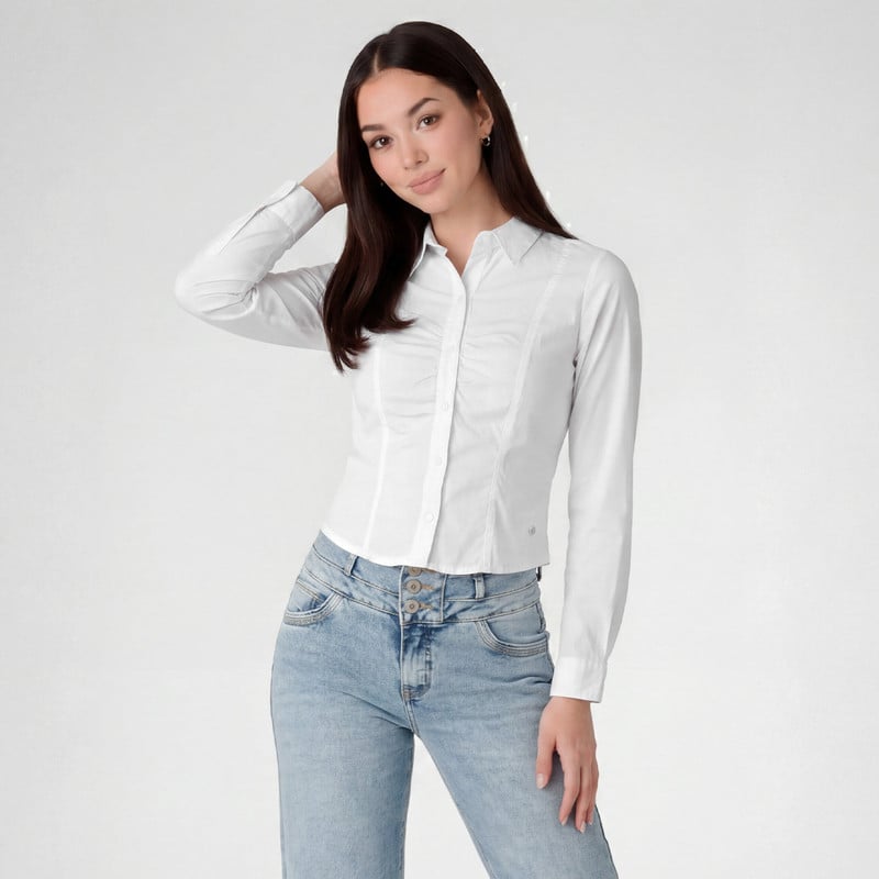 BLUSAS MODA YVANY POPELINA STRETCH MUJER - 1