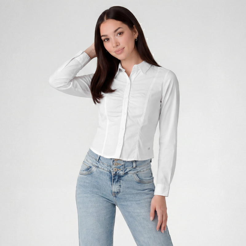 BLUSAS MODA YVANY POPELINA STRETCH MUJER - 1