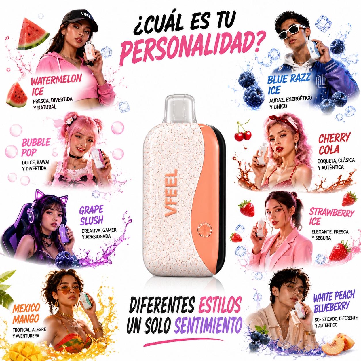 VAPE VFEEL GRAPE SLUSH 50000 PUFFS RECARGABLE 25ML PANTALLA LCD MODO AVIÓN - 3