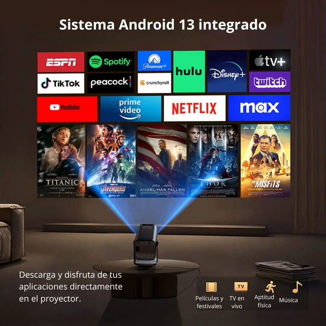 PROYECTOR PORTÁTIL LINKMAX FHD 1080P ANDROID 13 WIFI6 200' BLUETOOTH - 2