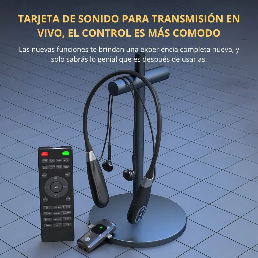 AURICULARES INALÁMBRICOS CON MICRÓFONO Y TARJETA DE SONIDO USB - 3