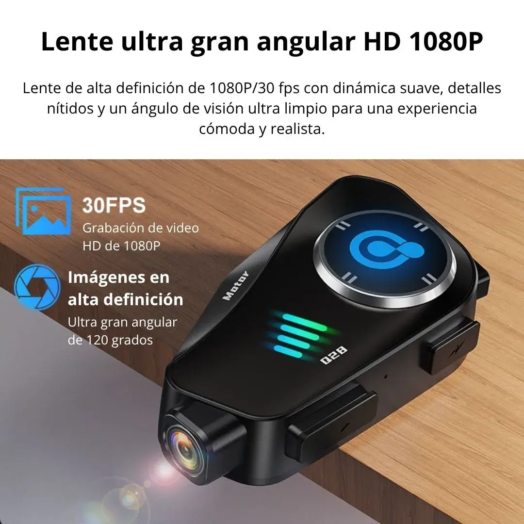 AUDÍFONOS BLUETOOTH PARA CASCO CON CÁMARA HD 1080P IPX6 32GB WIFI MOTO - 3