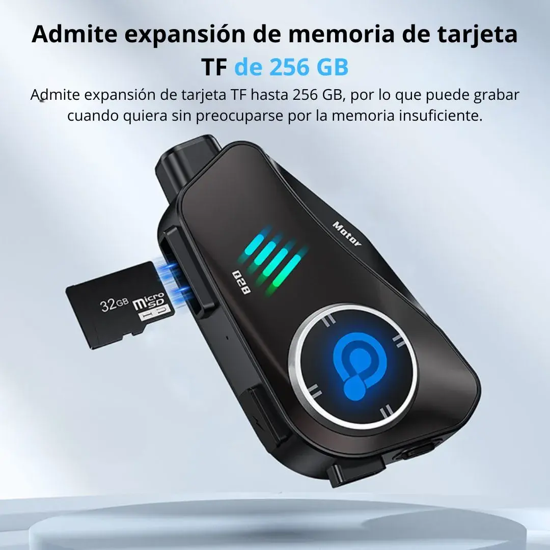AUDÍFONOS BLUETOOTH PARA CASCO CON CÁMARA HD 1080P IPX6 32GB WIFI MOTO - 7