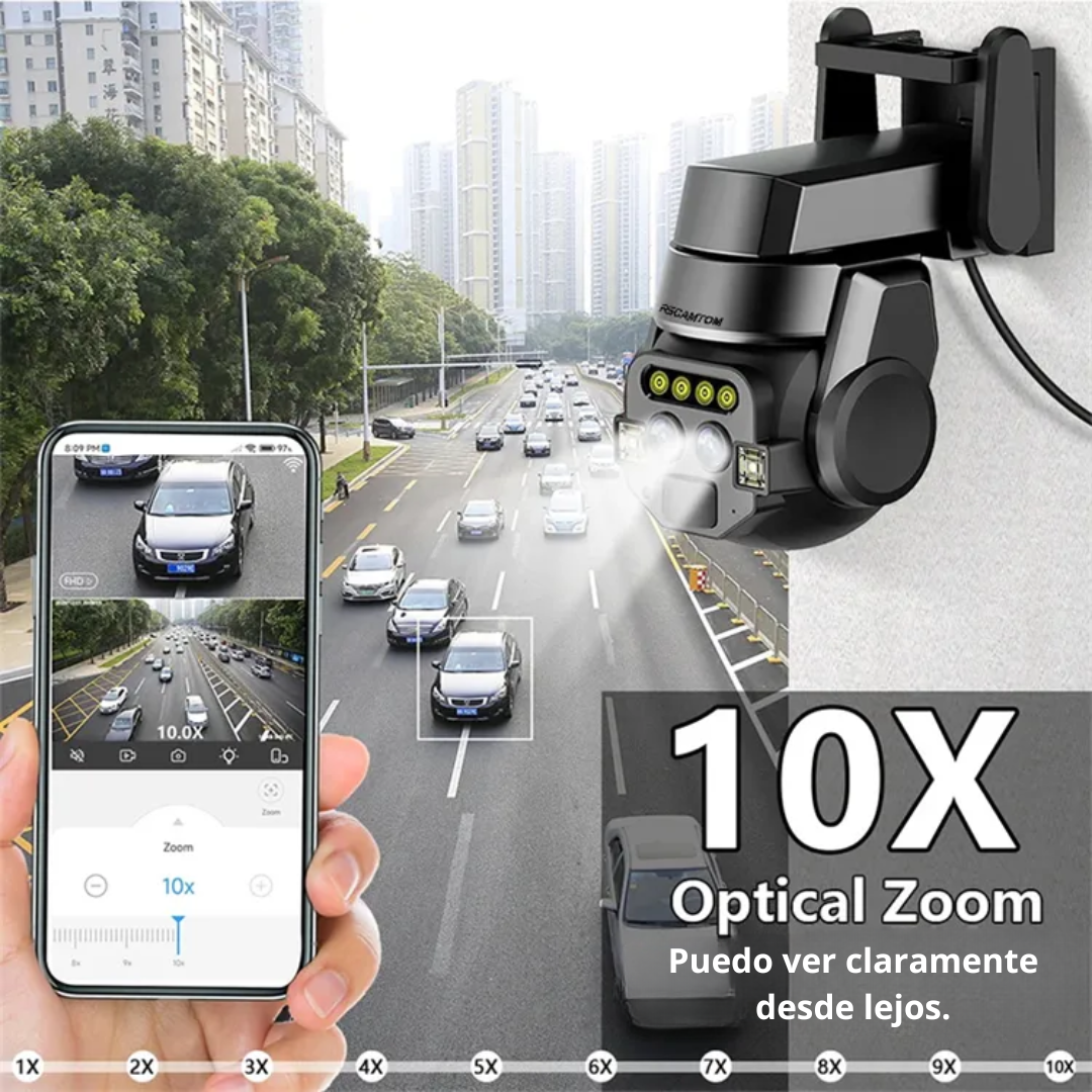 CÁMARA DE SEGURIDAD FULL HD 6MP IP66 360° WIFI DOBLE LENTE ZOOM 10X SEISA Q820EM - 3