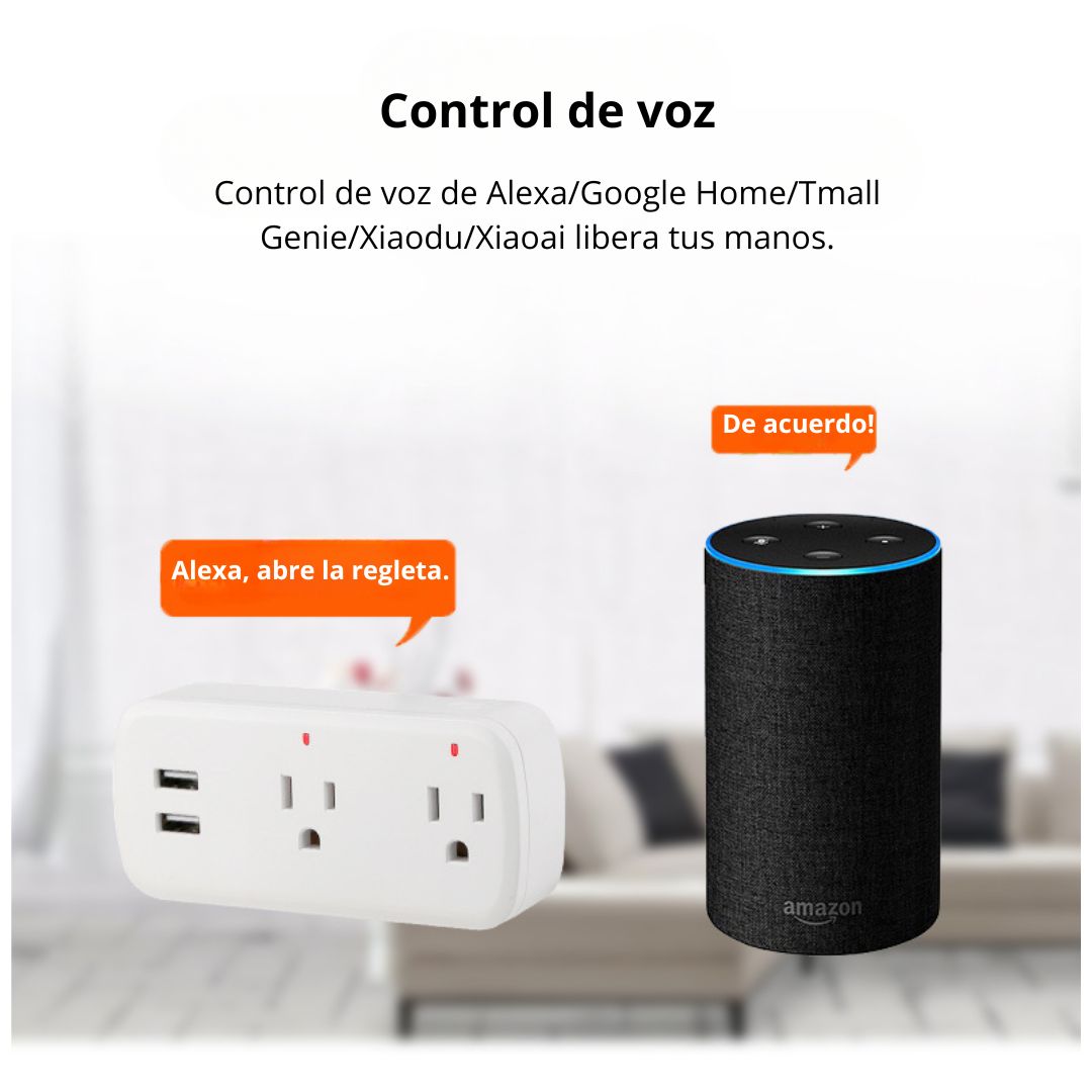 ENCHUFE INTELIGENTE WIFI CON 2 TOMACORRIENTES Y 2 PUERTOS USB - 3