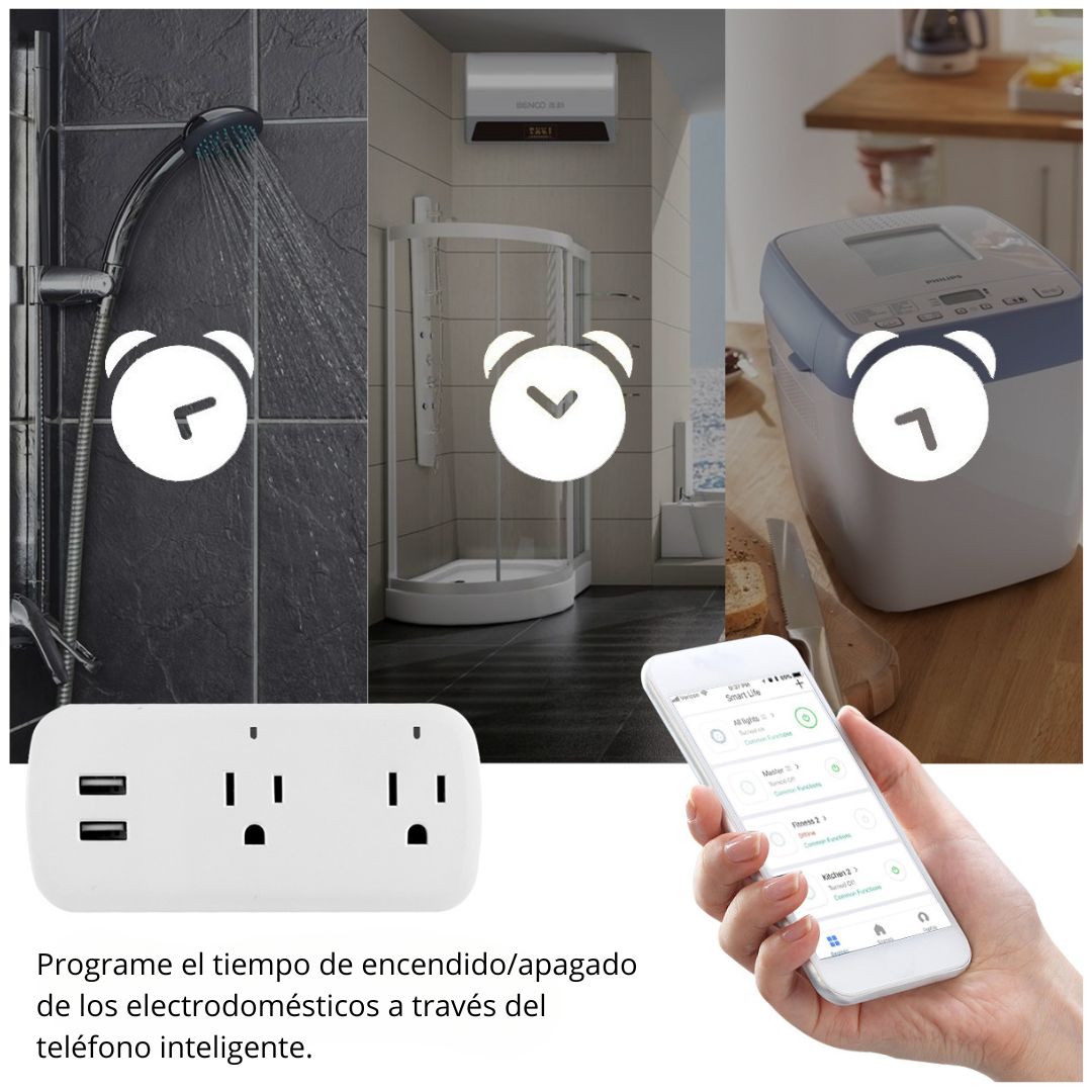 ENCHUFE INTELIGENTE WIFI CON 2 TOMACORRIENTES Y 2 PUERTOS USB - 4