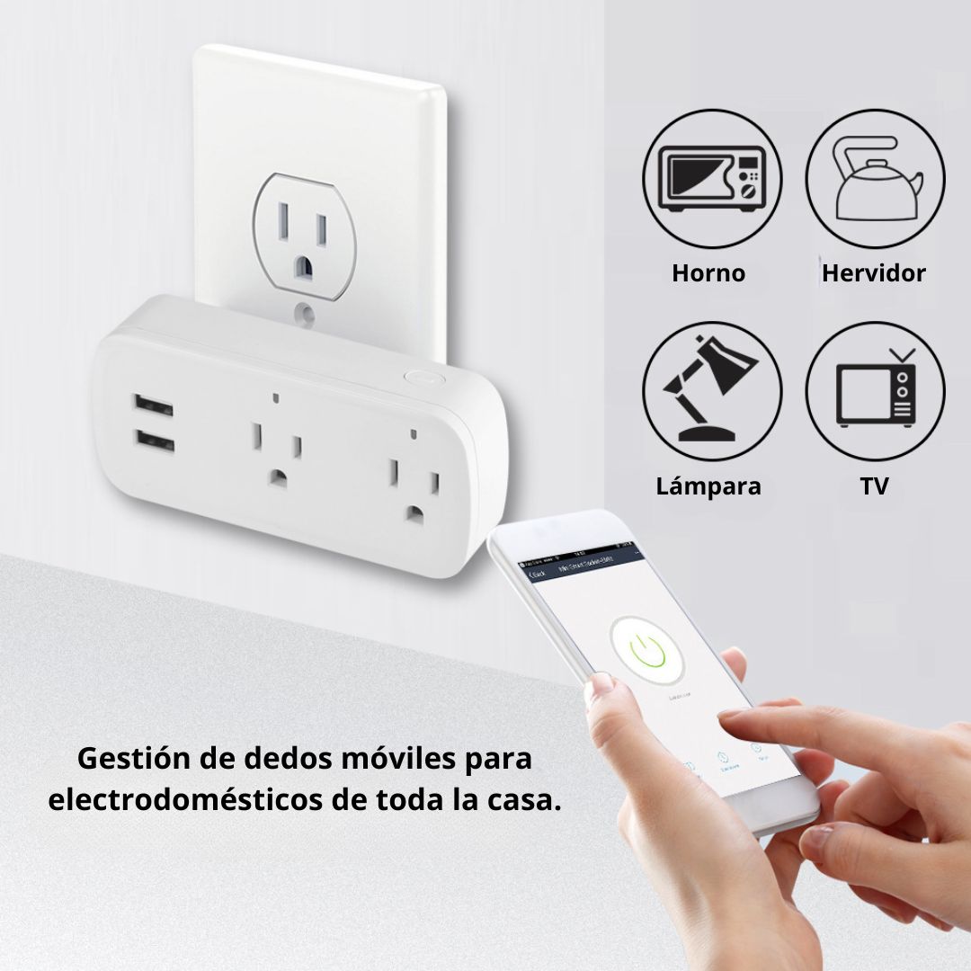 ENCHUFE INTELIGENTE WIFI CON 2 TOMACORRIENTES Y 2 PUERTOS USB - 7