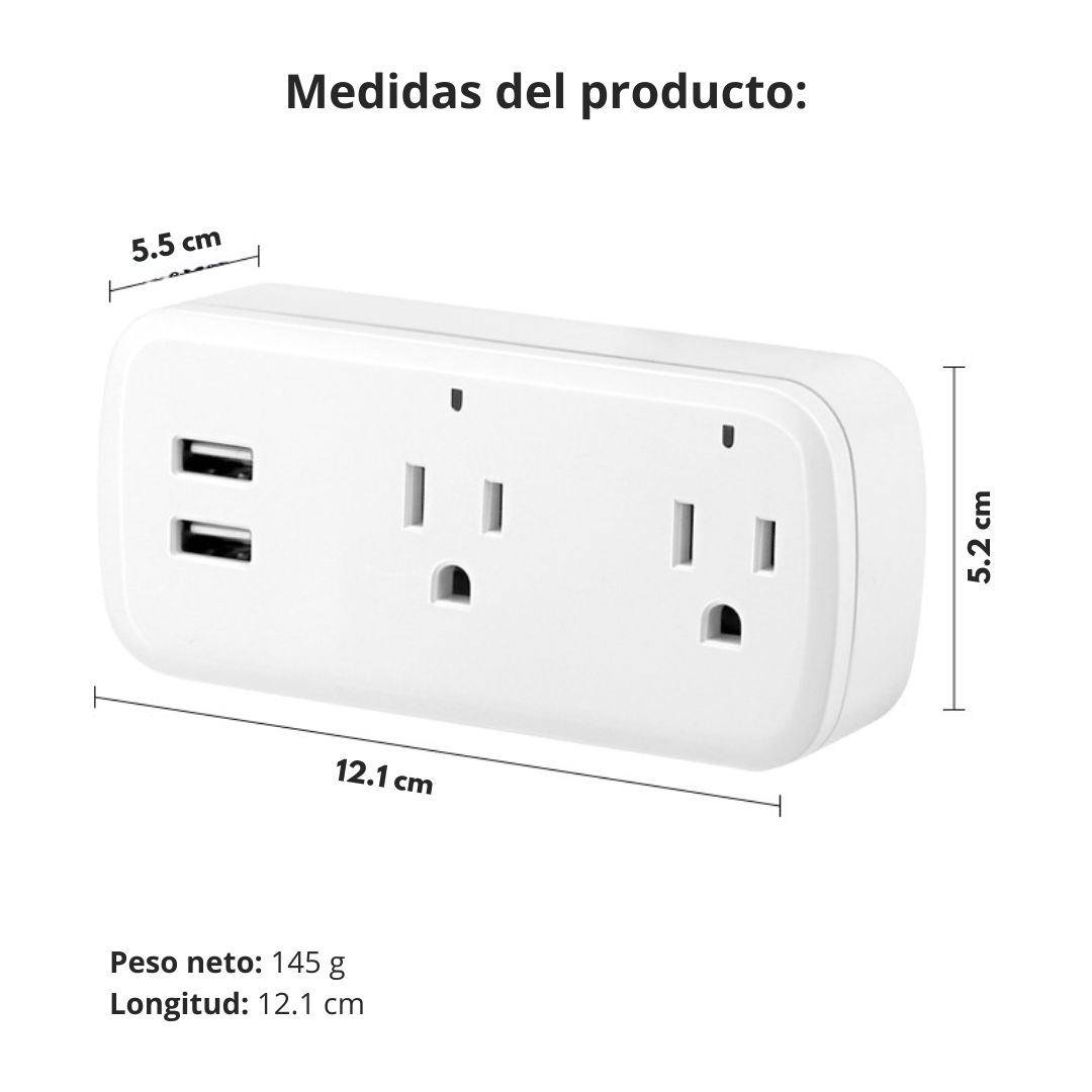 ENCHUFE INTELIGENTE WIFI CON 2 TOMACORRIENTES Y 2 PUERTOS USB - 8
