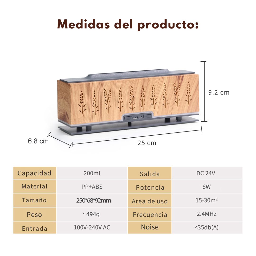 DIFUSOR ULTRASÓNICO 200 ML CON LUZ TIPO LLAMA TEMPORIZADOR Y CONTROL - 5